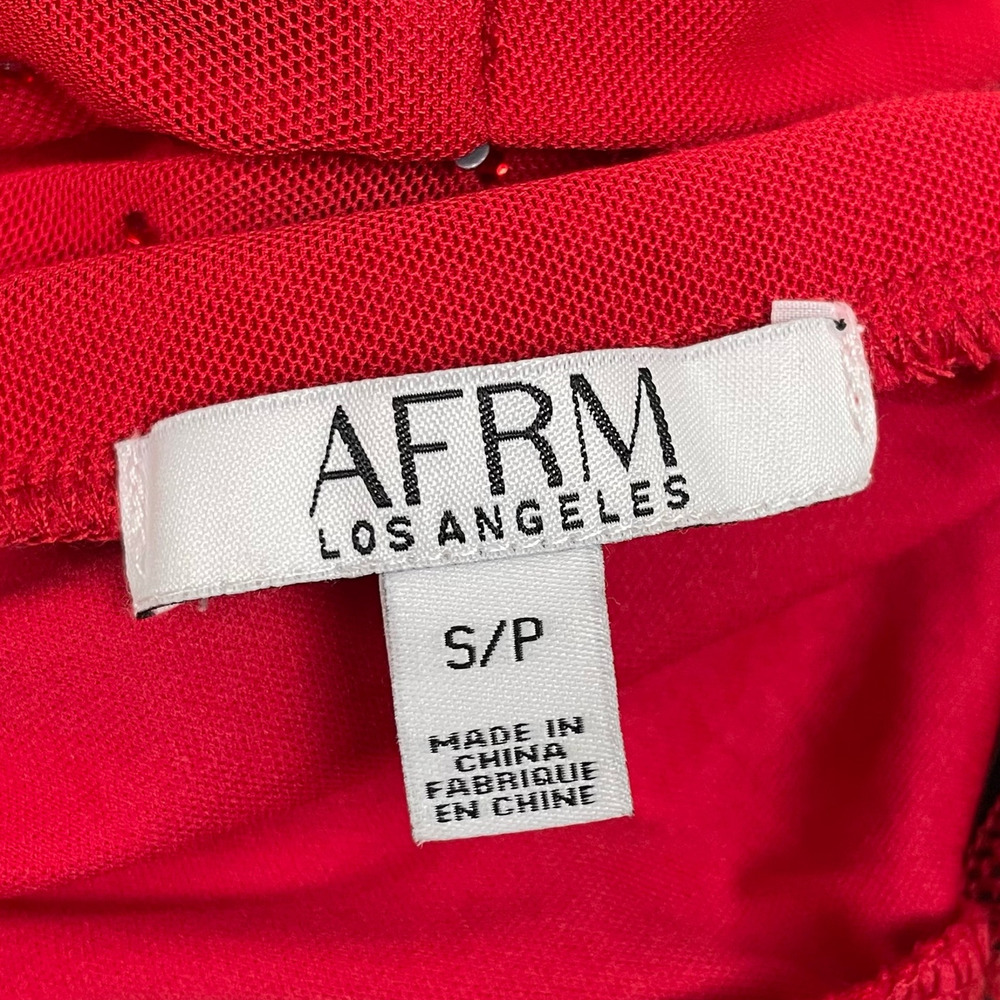 AFRM Skirt Small Red Desani Rhinestone Dotted Ruched Mini Bedazzled Club Rave - Picture 5 of 11